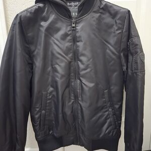 Guess Men's Black Bomber Jacket Sleek Minimalist Design